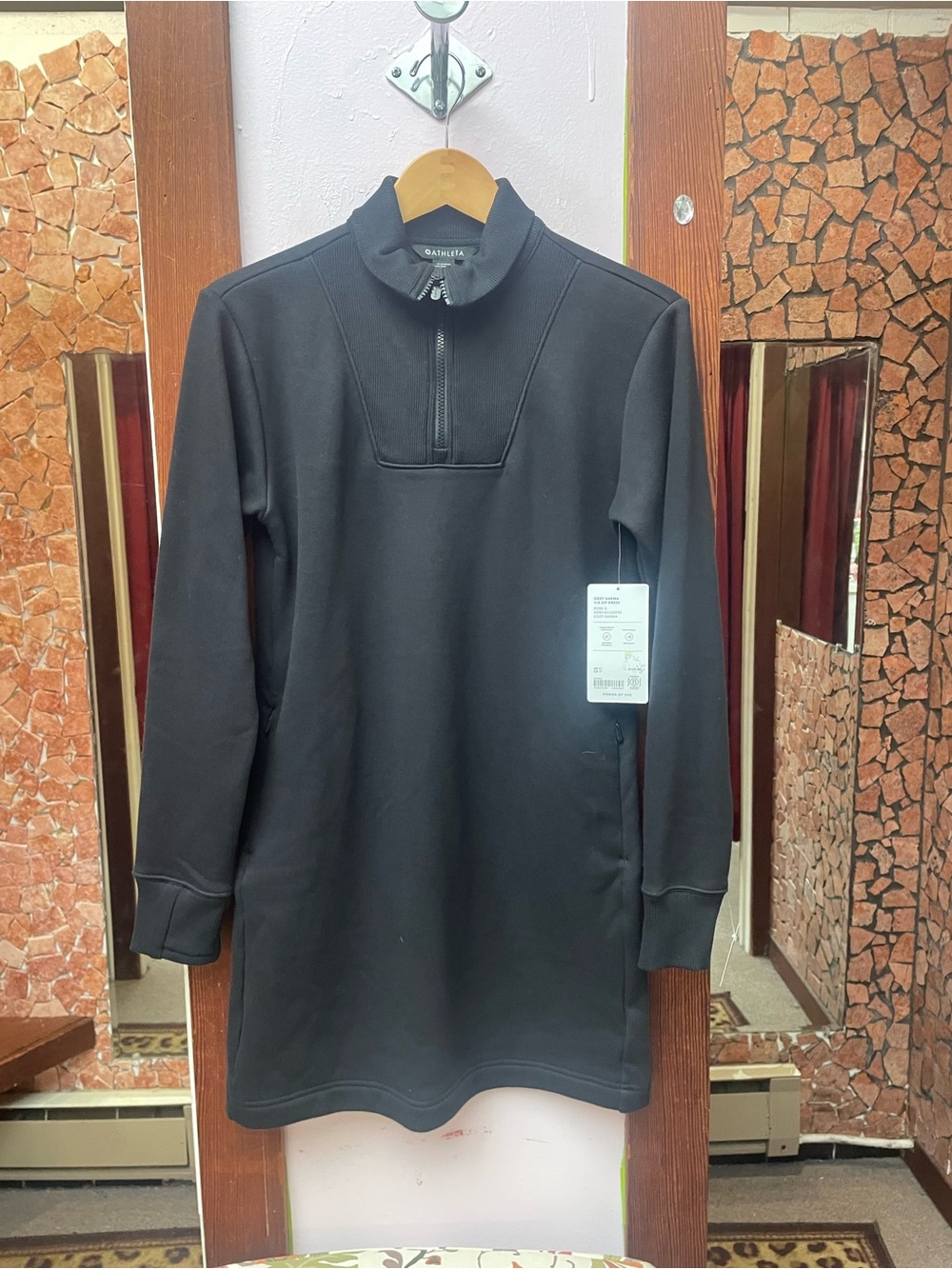 Athleta Black Half-Zip Sweatshirt Dress - Picture 4 of 8